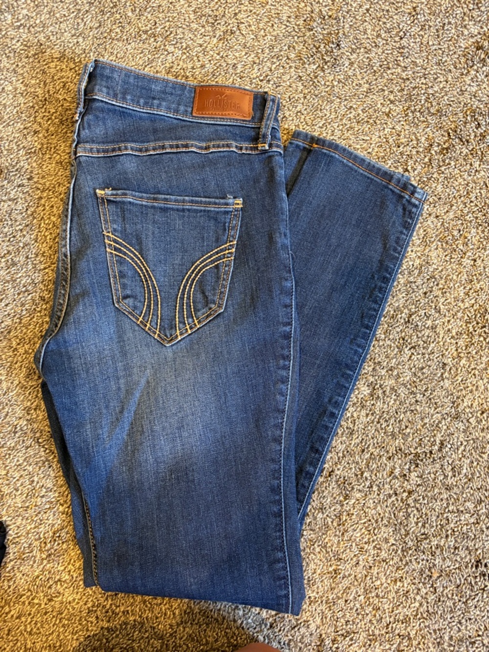 Hollister Blue Bootcut Women's Jeans with Leather Patch